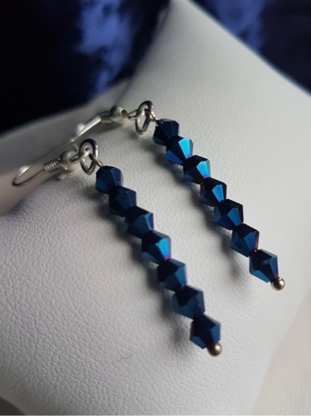 Swarovski Elements Metallic Blue Earrings NWT